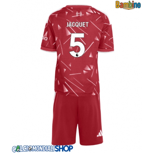 Maglie da calcio Liverpool Jeremy Jacquet #5 Prima Maglia Bambino 2026-27 Manica Corta + Pantaloni corti)